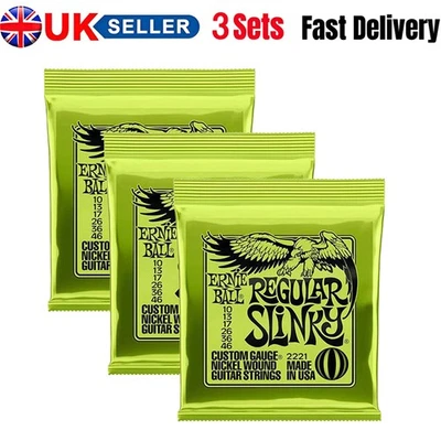 3x Ernie Ball 2221 Regular Slinky 10-46 Nickel Electric Guitar Strings UK GK