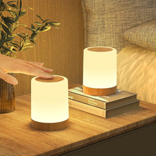 Night Lights Kids Set of 2, LED Dimmable Touch Bedside Lamps with 256 RGB Colour