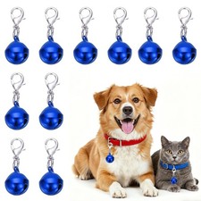 10Pcs 14mm Cat Bell with Lobster Buckle, Glossy Bell for Dog Collars, Dark Blue