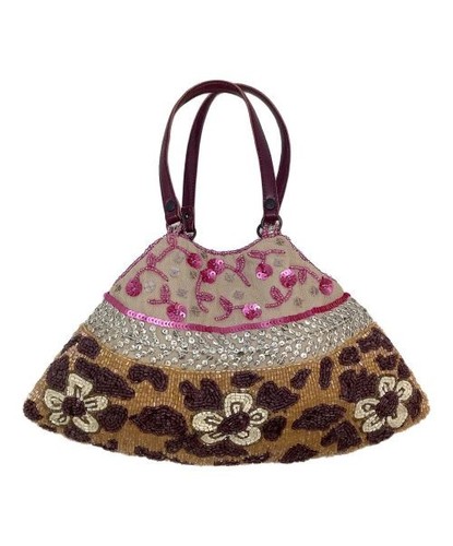 JAMIN PUECH Beaded Handbags Beige× Brown