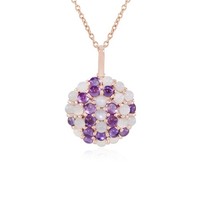 Cavill Silber Halskette 925 Rosegold 2,97Ct Amethyst Mondstein Rund
