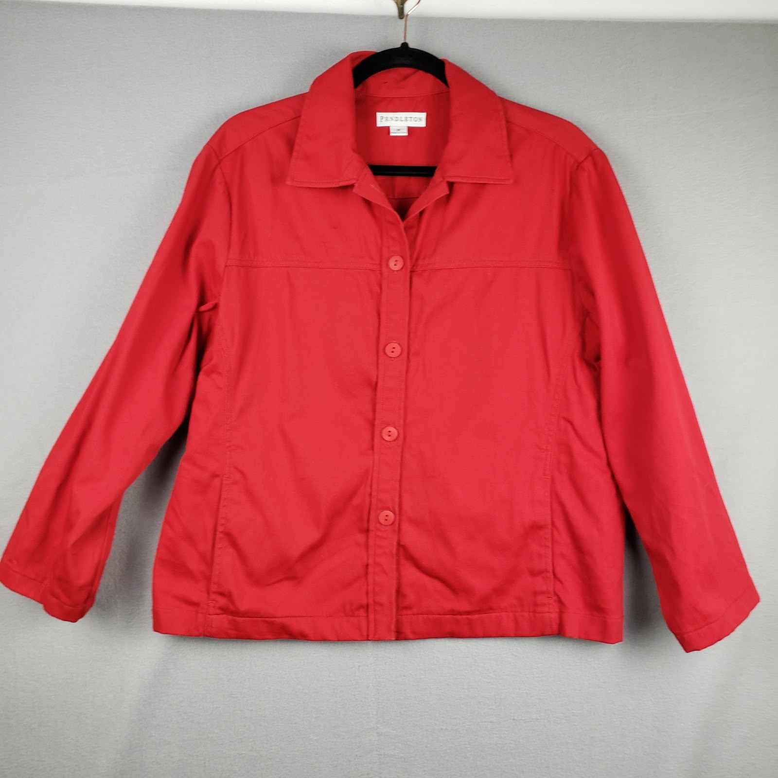 Pendleton Size M Button Up Shacket Red 100% Cotto… - image 1