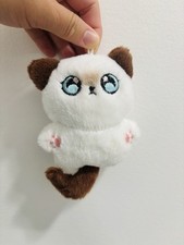 Cute Plush Siamese Kitty Cat Bag Charm Fluffy Soft