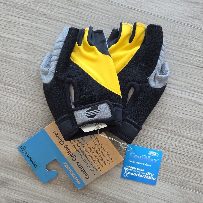 Performance Women’s Fingerless Cycling Gloves Breathable M Gray/Black/Yellow