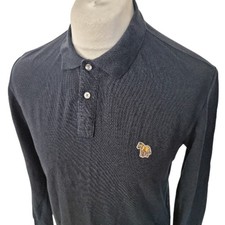Paul Smith Polo T-Shirt Men's Medium Dark Navy Cotton Zebra Logo Embroidered 