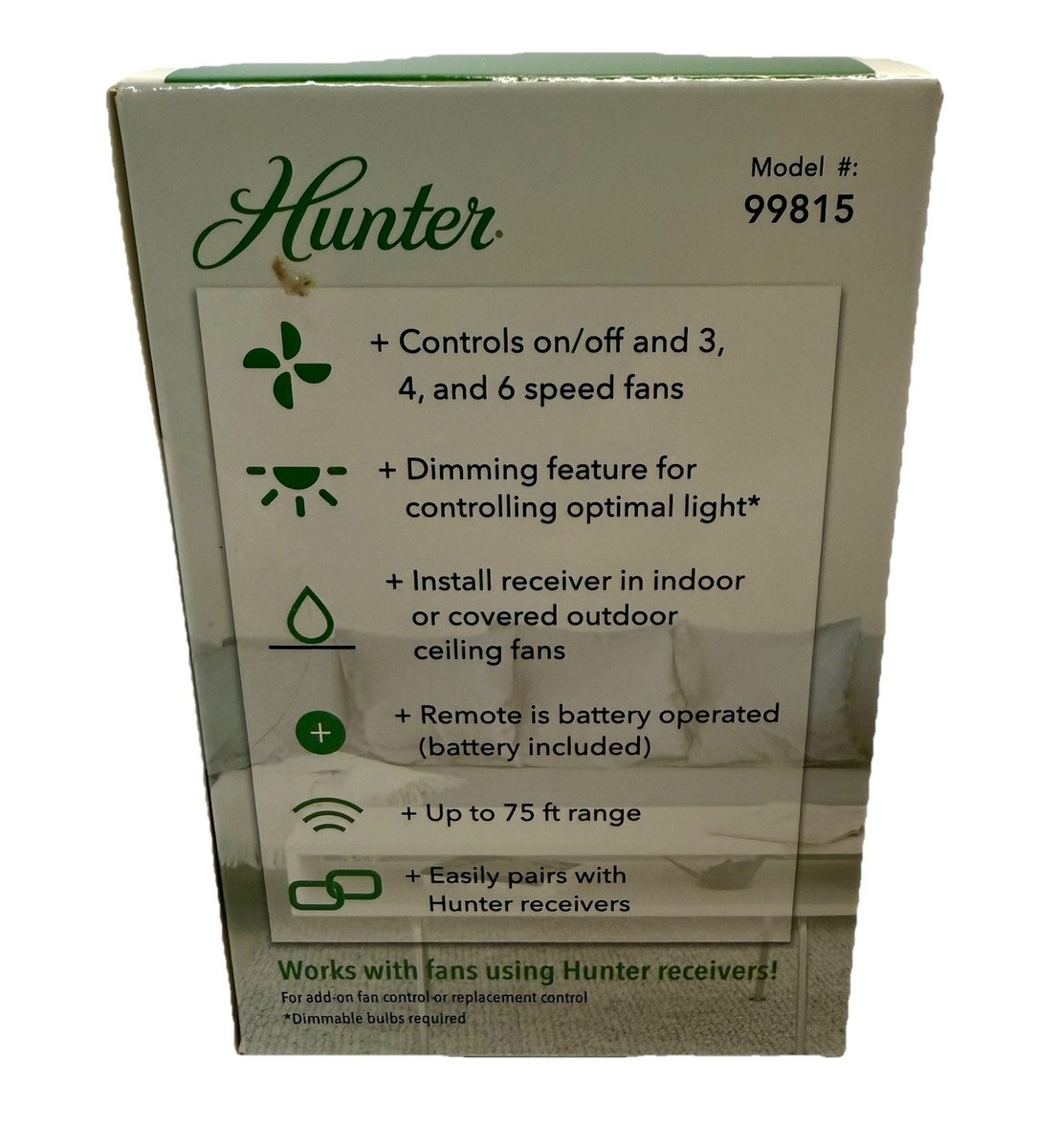 【SE8136】 【D19714】 Hunter Universal Fan-Light Wall Control (Receiver Not