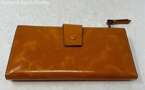 Unbranded Womens Brown Leather RFID Blocking Snap Bifold Clutch Wallet