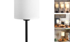 Touch Control Cordlss Table Lamp, USB 1 Pack 14.5in - Drum Shade White - Black