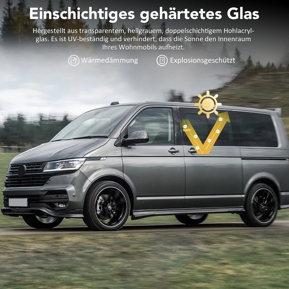 Schiebefenster links für VW T5 T6 Seitenfenster Getönt Sicherheitsglas Schwarz - Bild 2 von 4
