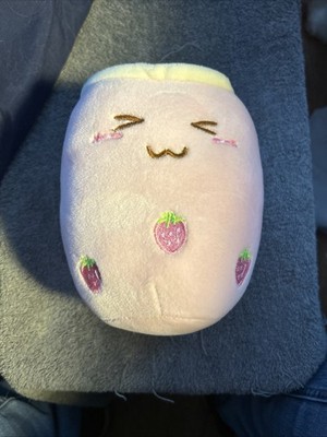 Boba Plush Bubble Milk Tea Pink Strawberry With Straw Silly Face 8'' US SELLER