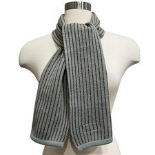 Bill Ditford Uomo Striped Scarf Wool Blend Mohair Italy Vtg 80 s Olive Brown