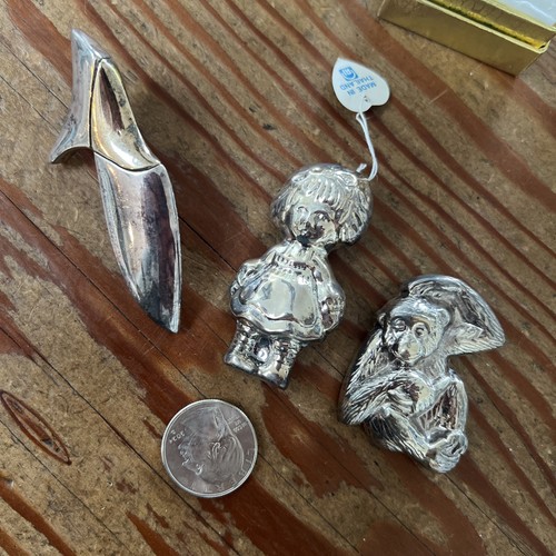 3 VINTAGE .925 STERLING SILVER SHOE MONKEY SHOE (?) PIN BROOCH - Picture 6 of 7