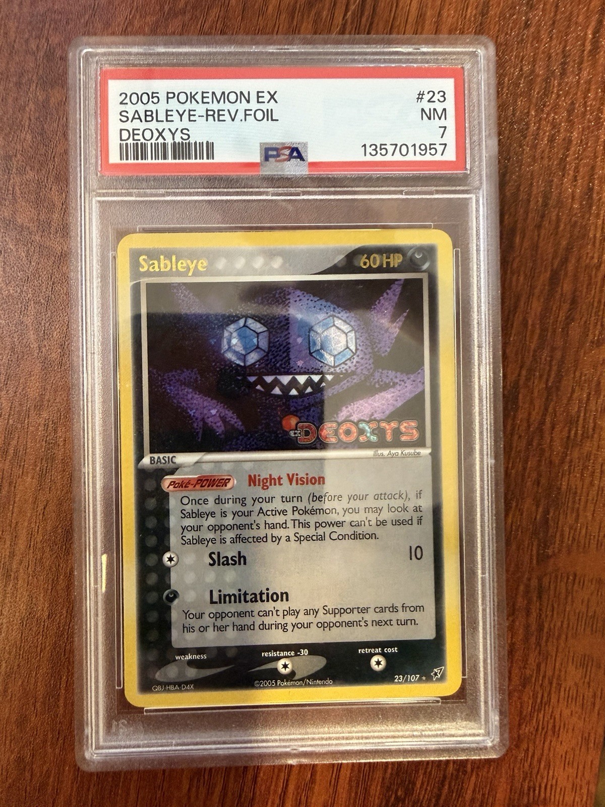 Pokemon 2005 EX Sableye-Rev.Foil Deoxys #23 PSA 7