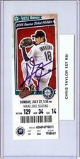 Chris Taylor Signed Autographed Ticket Mariners 1st Career RBI JSA AX25423