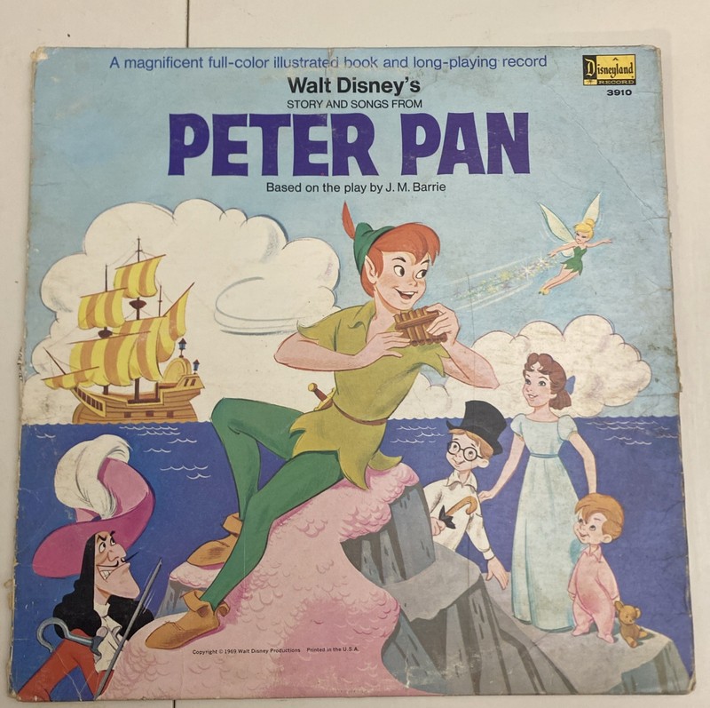 Walt Disney’s 1969 Peter Pan Vinyl With Attached  Book