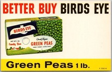 Vintage 1960s Grocery Store / Food Advertising Card "BETTER BUY BIRDS EYE" Peas