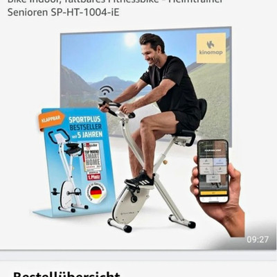 SportPlus Heimtrainer Fahrrad klappbar SP-HT-1004-iE Weiß/Schwarz