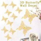 12Pcs 3D Butterfly Sticker Decorative Butterfly Wall Decal 2 Sizes Gold njXRI