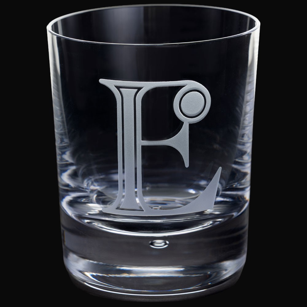 Dartington Crystal Engraved Exmoor Tumbler Letter E Hand Made Glass 30cl UK