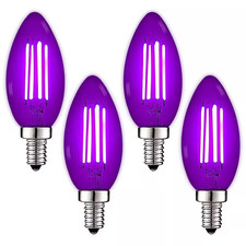 40-Watt Equivalent LED Purple Light Bulbs, 4.5-Watt, Colored Glass Candelabra Bu