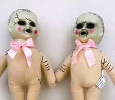 Halloween Lot Of 2 Creepy Zombie doll. Broken doll accessory prop Amscan deco