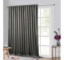 Privacy Room Divider Grey Velvet Thermal Insulated Drape 1 Panel 100" W x 120" L