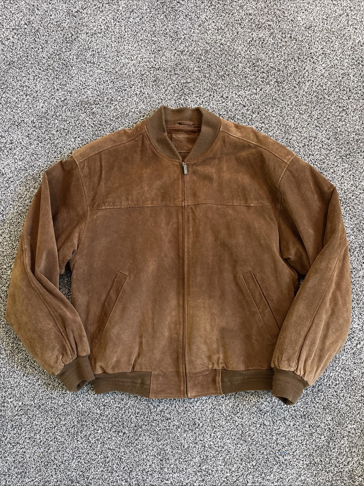 Croft & Barrow Men's Brown Genuine Leather Bomber Full Zip Jacket Size Medium
