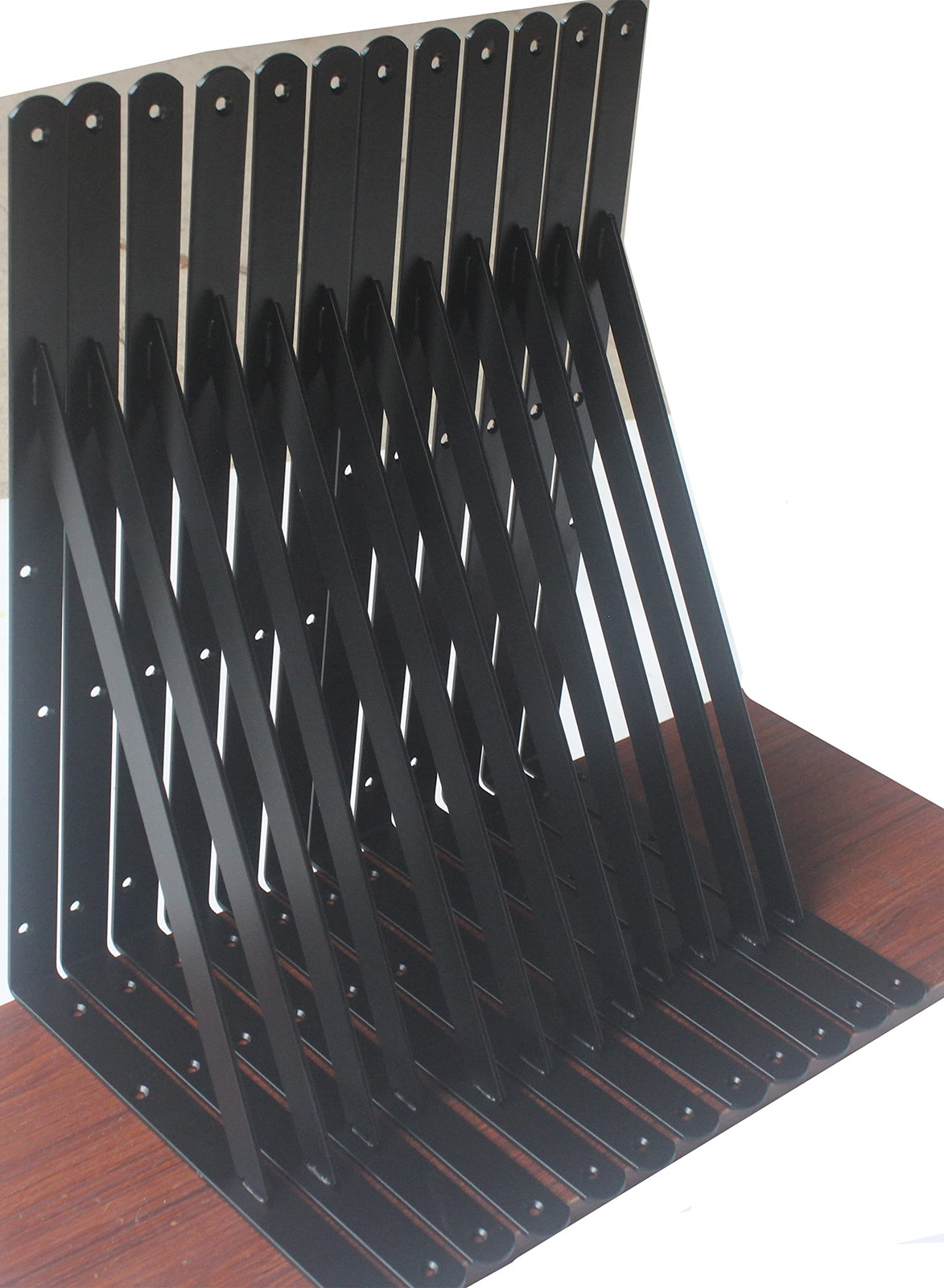 16 Pack 18x12 Inch Heavy Duty Black Metal Shelf Brackets with Screws