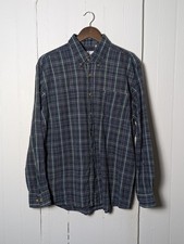 Vintage Sears The Men's Store Flannel Shirt Mens L Blue Plaid Cotton Long Sleeve