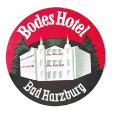 Bodes Hotel BAD HARZBURG Germany - vintage luggage label