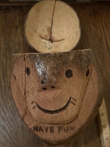 Home Decor, Monkey Coconut Shell, Hand Carved, Made In The Philippines 7 Inches