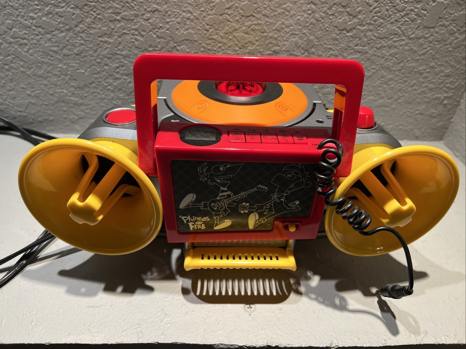Disney Phineas & Ferb Sound FX Boombox Radio CD Player Siren