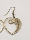 Vintage Gold Tone Open Heart Filigree Dangle Drop Earrings Swirl Scroll Boho — photo 3
