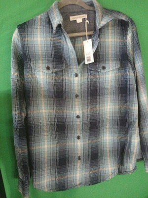 Bnwt Outerknown Womens Blue Plaid Blanket Shirt 100% Organic Cotton Extra Small