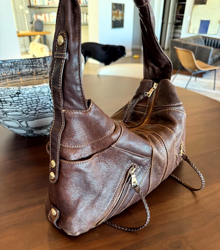 Andrew Marc Bolso de Hombro Hobo de Cuero Marrón Cartera Mediano En muy buen estado Foto 3 de 4