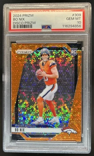 2024 Panini Prizm Bo Nix RC Disco Rookie #309 Broncos PSA 10