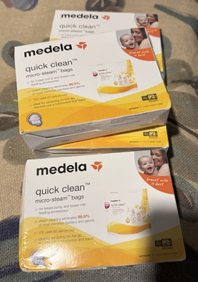 Medela Quick Clean Micro-Steam Bags Reusable Sterilizer Bags BPA-Free 4 boxes