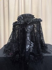 Vintage Gothic Tassel Hat Headwear Gothic Hat Cosplay Prop Accessory Lace Veil