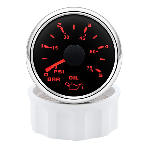 52mm Auto KFZ Öldruckanzeige Anzeige 0-5 Bar 0-75PSI Meter für Marine Boot - Bild 6 von 22
