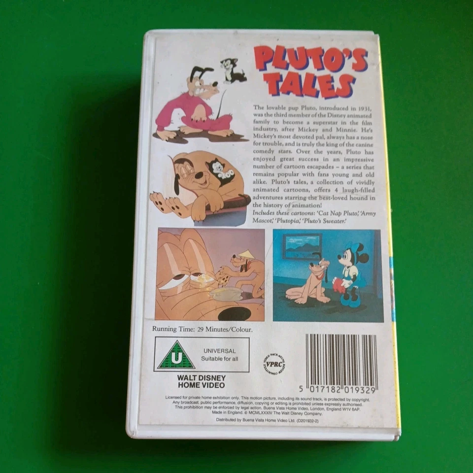Pluto's Tales VHS Walt Disney Video TESTED - Image 2 of 3