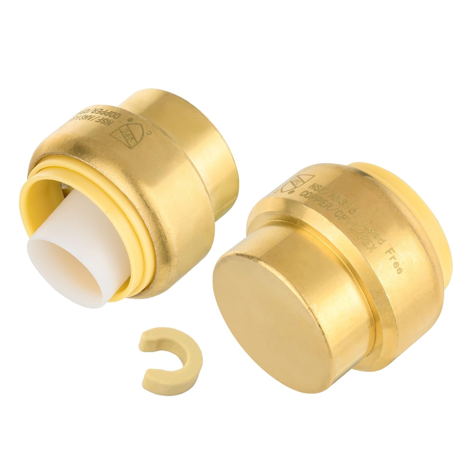 2 PCS 3/4 Inch Push Fit Plug End Cap Brass Fitting Connect PEX Copper CPVC