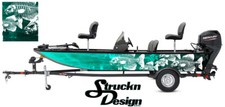 Crappie Fishing Fish Boat Bass Skeletons Wrap Teal Decal Black USA Graphic Vinyl