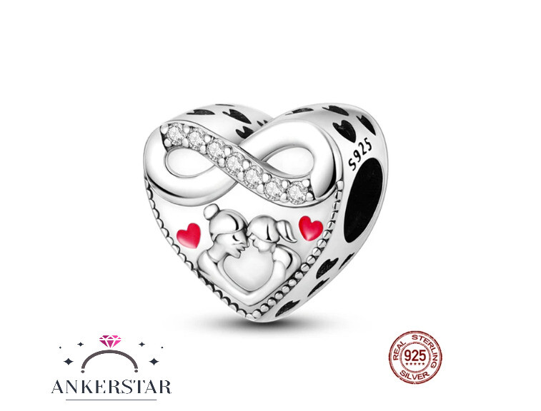 TIZU Geburtsstein Charm Herz - 925 Silber Anhänger Für Pandora Armbänder