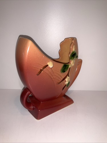 Gorgeous Roseville Pottery Signed Snowberry 1947 Mid Century Modern Fan Vase - Picture 5 of 12