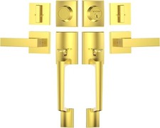 TICONN Double Front Door Handle Set, Heavy Duty Square Door Lever and Deadbolt