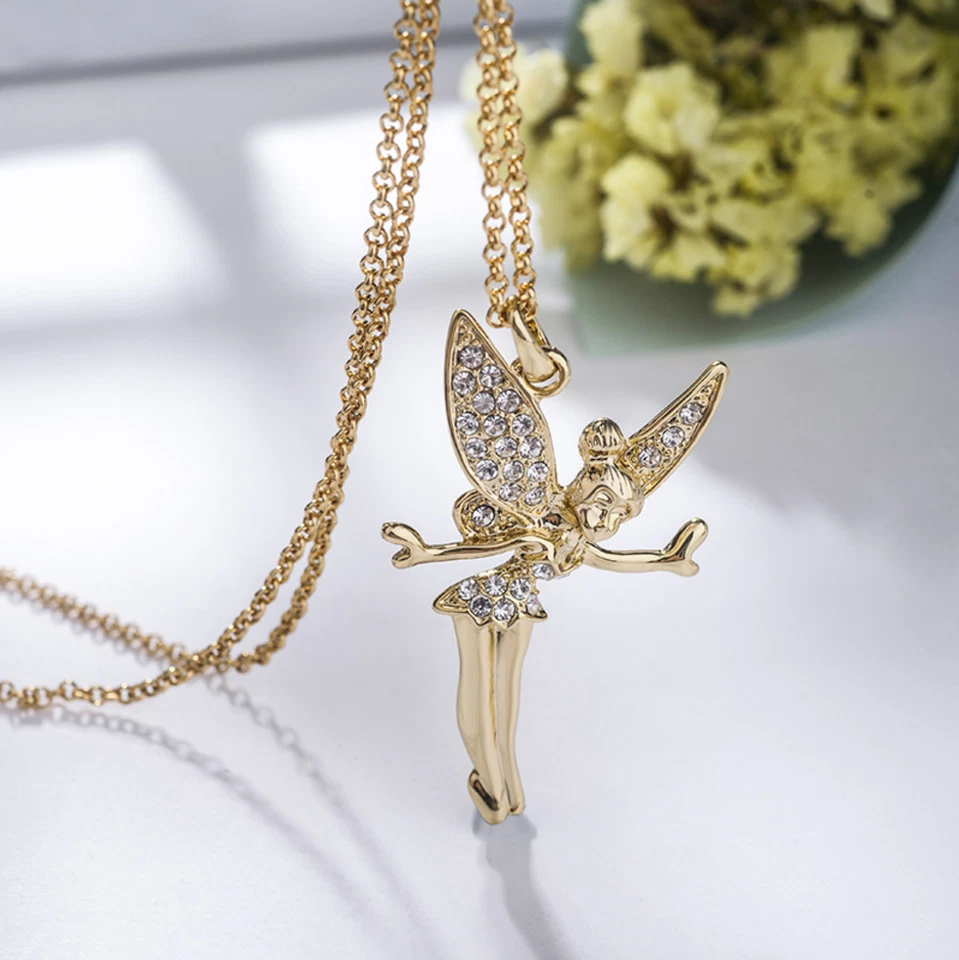 14k Gold Plated Disney Tinkerbell Fairy Wings Pendant with Cubic Zirconia - Image 4 of 4