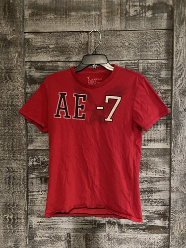 AE American Eagle rotes T-Shirt Y2K 100 % Baumwolle Herren Größe Small GUC