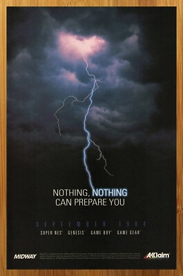 1994 Mortal Kombat II 2 SNES Sega Genesis Print Ad/Poster Official Promo Art 90s