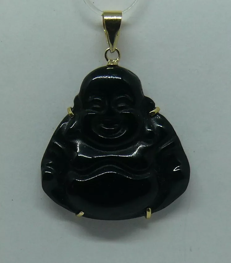 Black Onyx Buddha Pendant 14k Yellow Gold eBay