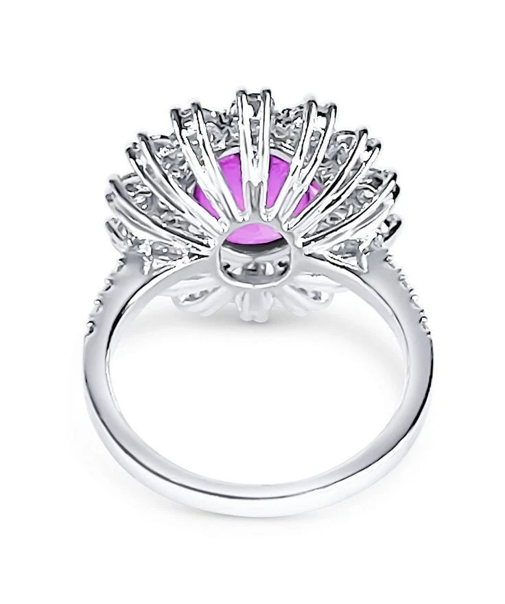 Красивое кольцо-гало с имитацией розоватого турмалина и белого сапфира 10.11 TCW - Изображение 2 из 4